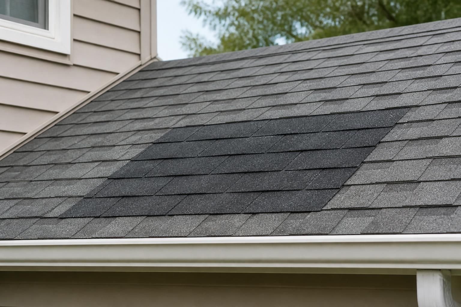 Urgently repaired roof section with clean finished results.